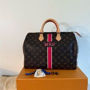 Louis Vuitton Speedy 35 Monogram Canvas Handbag Carry On special initial 2019
